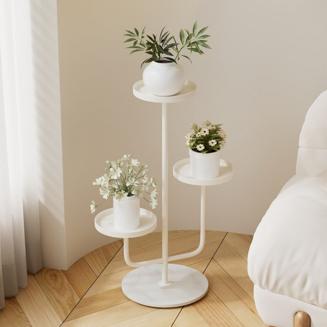 ADNEWX 거실 베란다 감성 화분 받침대, 3단, 화이트