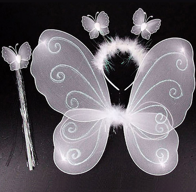 3종 망사 나비날개 천사날개 머리띠 포함 재롱잔치, 화이트