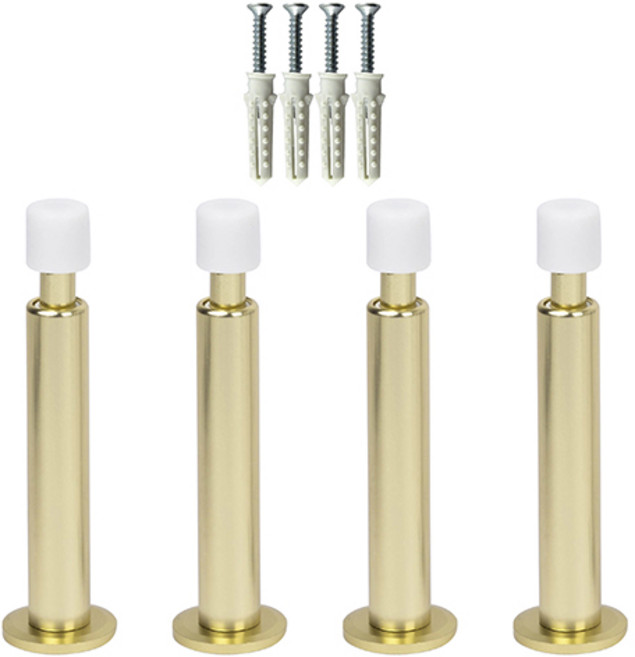 스프링 도어 완충 방문 스토퍼 4개입 세트 + 설치 피스 칼블럭, 1세트, 골드
