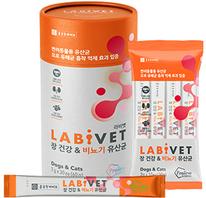 라비벳 반려동물 장 건강 & 비뇨기 유산균 60g, 30회분, 유리너리+장건강, 3개