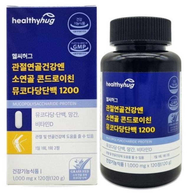 헬씨허그 관절연골건강엔 소연골 콘드로이친 뮤코다당단백 1200mg, 3개, 120정