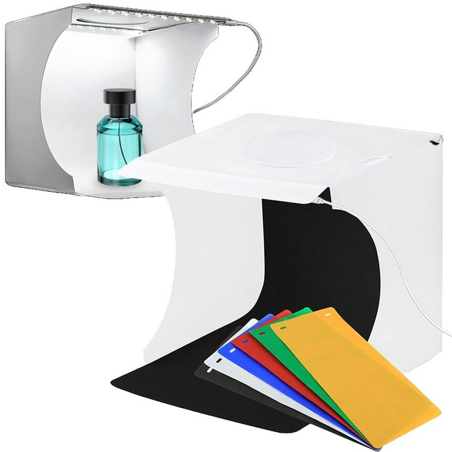 Puluz정품 LED조명 미니 포토박스 스튜디오 악세사리 촬영용, 1개, LED 2줄 화이트 미니포토박스