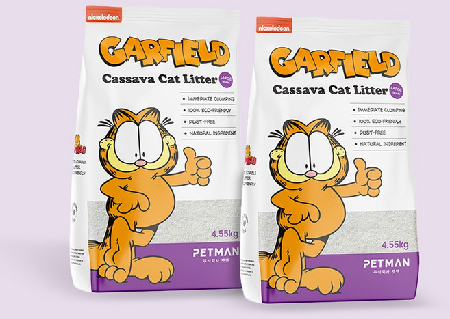 가필드 응고형 고양이 모래, 4.55kg, 2개, 굵은 입자