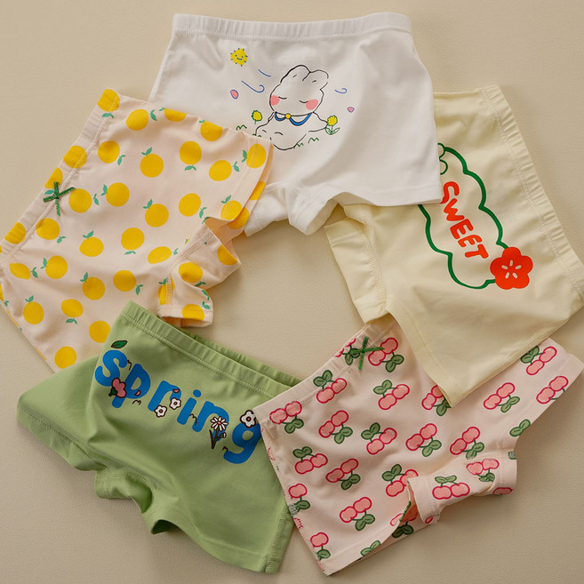 [빌도르] 스프링 5매 여아 드로즈 사각 아동 키즈 어린이 팬티 세트