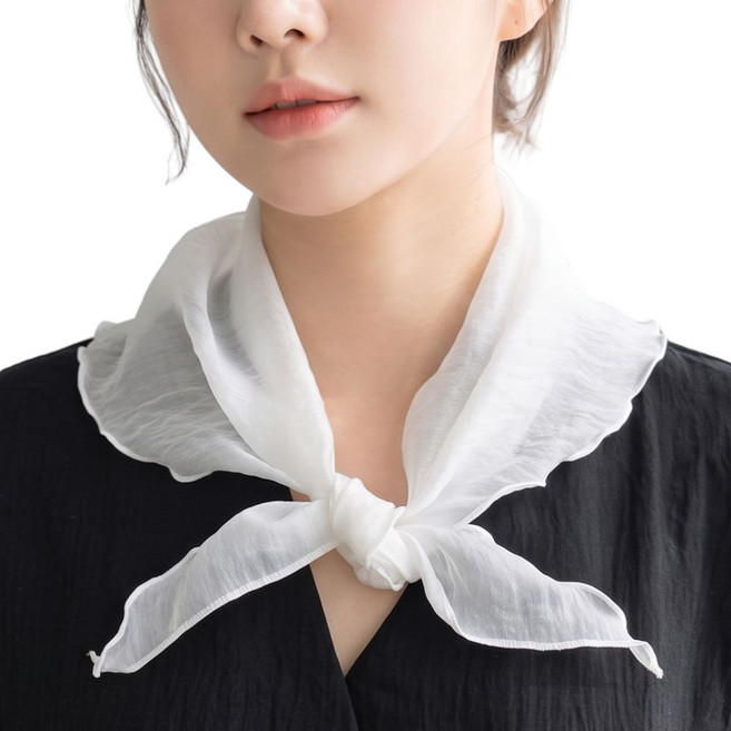룸브리 여성 여름 텐셀 100% 무지 미니 삼각 쁘띠 스카프 국산 목수건