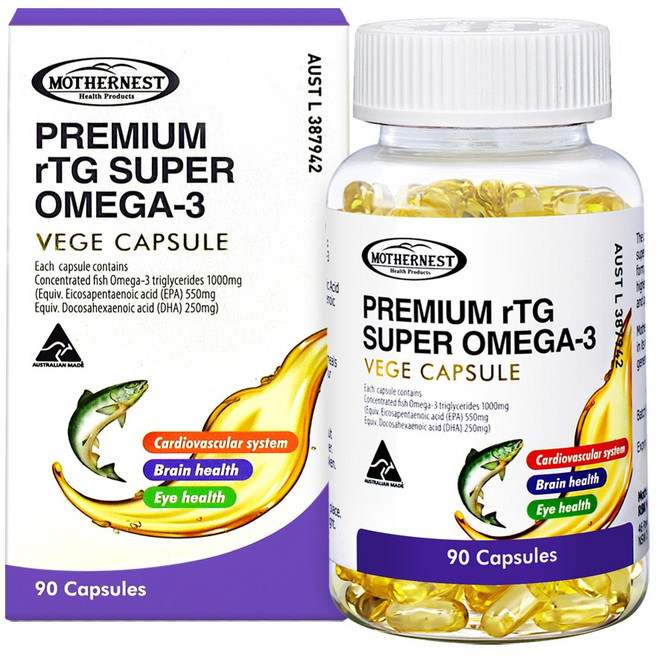 마더네스트 rTG 프리미엄 슈퍼 오메가3 1000mg 90정 EPA DHA, 2개