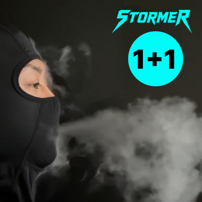 [1+1] STOMER 여름 자외선 차단 오토바이 쿨 바라클라바, 2개, 블랙