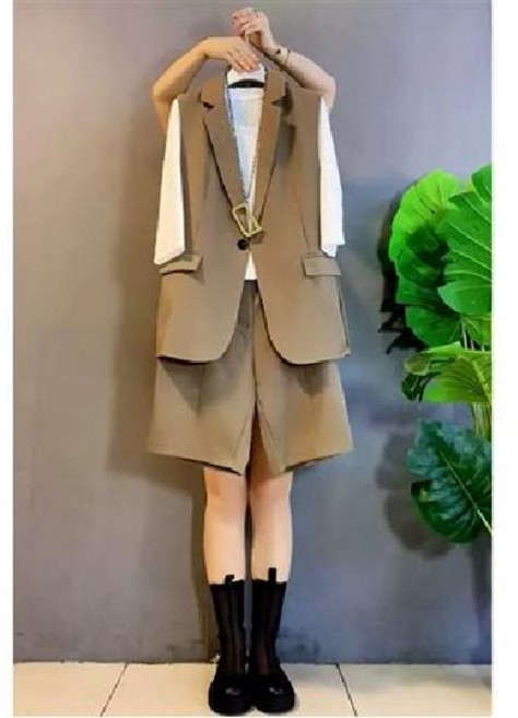 여성용 베이직 수트세트 여름 셋업 정장세트 루즈핏 3부 바지 팬츠 자켓 코디