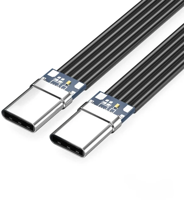 평면 실리콘 USB C to 케이블 (왼쪽/오른쪽 각도) 카메라 폰용 65W 고속 충전 2.0 데이터, 07 5cm, 06 01