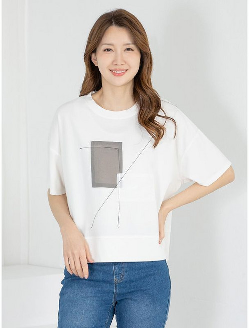 모슬린 엄마옷 티셔츠 반팔 라운드 루즈핏 MQG126902 마담 미시 중년여성 빅사이즈 할머니옷 50대 60대 70대