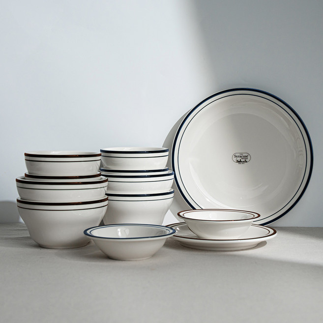 시라쿠스 뉴욕 홈식기 신혼부부 집들이 4인 한식 선물 세트 12P, 블루+브라운, 1개