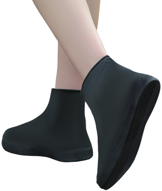 신발 방수 커버 소나기 장마철 작업용 라텍스 장화, 5개, 블랙