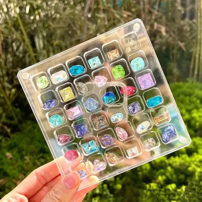 네일샵 보석진열박스 네일 스톤케이스 스와로브스키 진열 디스플레이박스 보석케이스 네일참 부자재 진열, 1개, 36홀