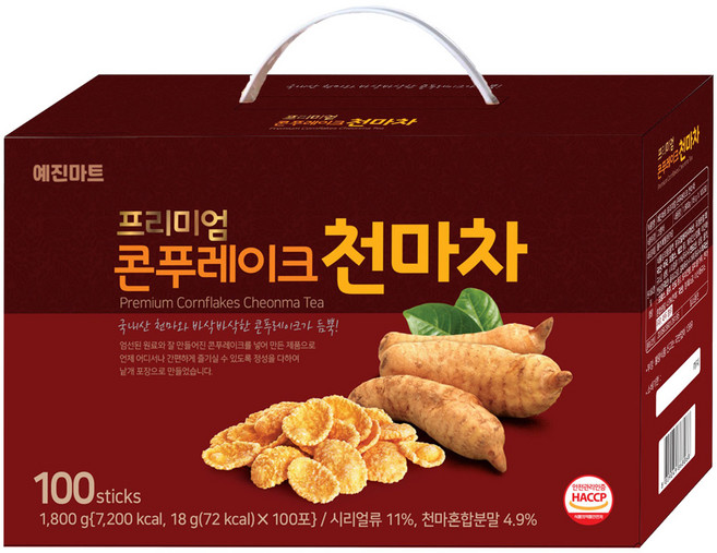 예진마트 프리미엄 콘푸레이크 천마차 100T, 18g, 100개