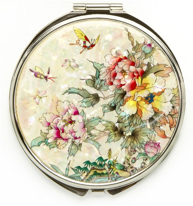 포미모어 자개손거울 전통 나전칠기 원형손거울 70mm, 1개, 목단꽃