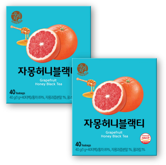 우리차 자몽허니 블랙티, 1g, 40개입, 2개
