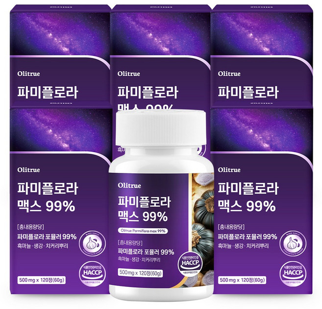 대용량 파미 플로라 99% 흑마늘 생강 HACCP인증, 6개, 120정