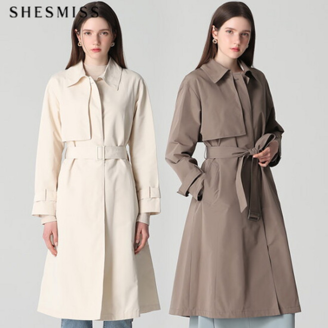 [쉬즈미스 프리미엄 히든버튼 벨티드 롱 트렌치코트 (택가격: 538000원) 3130739