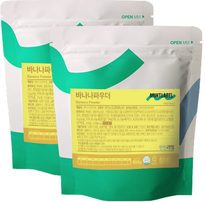 민트라벨 바나나파우더 800g 2개세트, 2개, 1개입