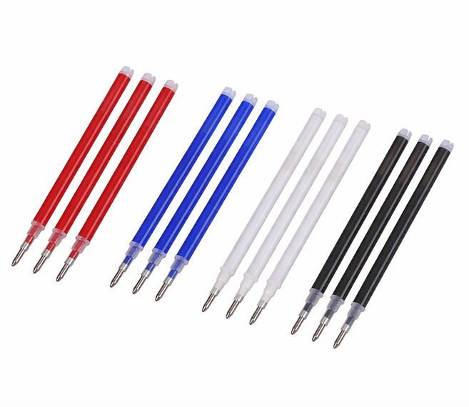 슈리팜 원단 재단 수선 열펜 자수 초크 아이롱펜, 12개, 빨강+파랑+화이트+블랙