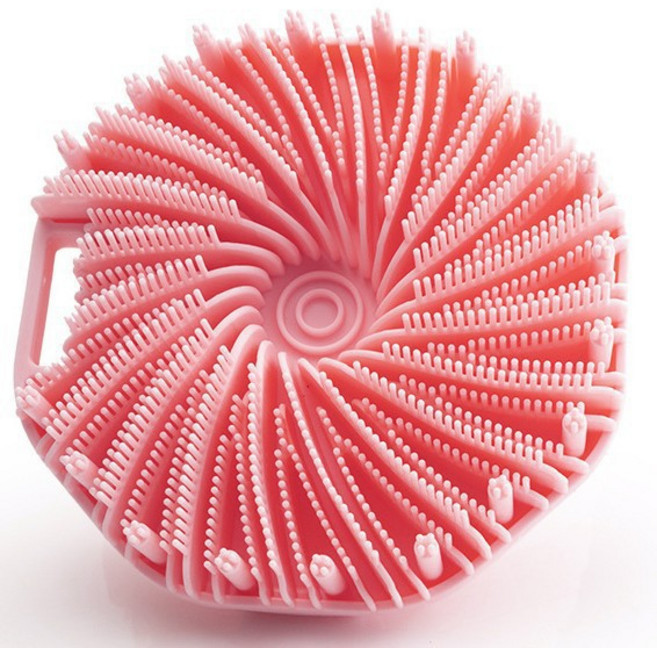 해피파워 다각형 실리콘 목욕 브러쉬 마사지 각질제거 브러쉬, 핑크, 1개, 1개입