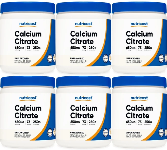 뉴트리코스트 고흡수 구연산 칼슘 시트레이트 파우더 무맛, 250g, 6개 - 쿠팡