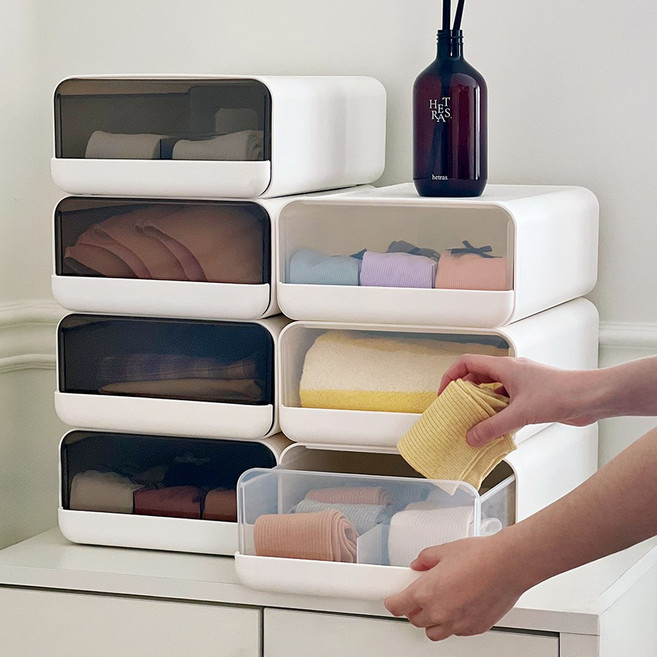 [재구매1등] 루시아이 칸막이 시크릿 속옷 서랍장 2colors, 1개, 투명 블랙 10칸