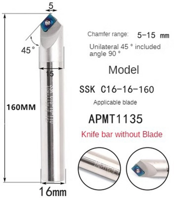 CNC 모따기 커터 30도 NNK SSH SSP 내부 SSK 구멍 60도 45도, [11] SSK C16-16-160, [01] no include erts, 1개
