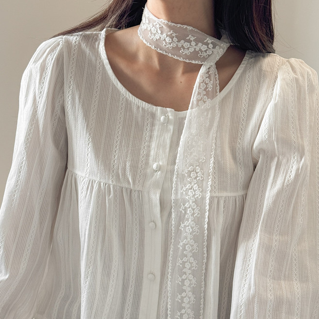 블루씨티 바인 플라워 자수 레이스 롱 스카프