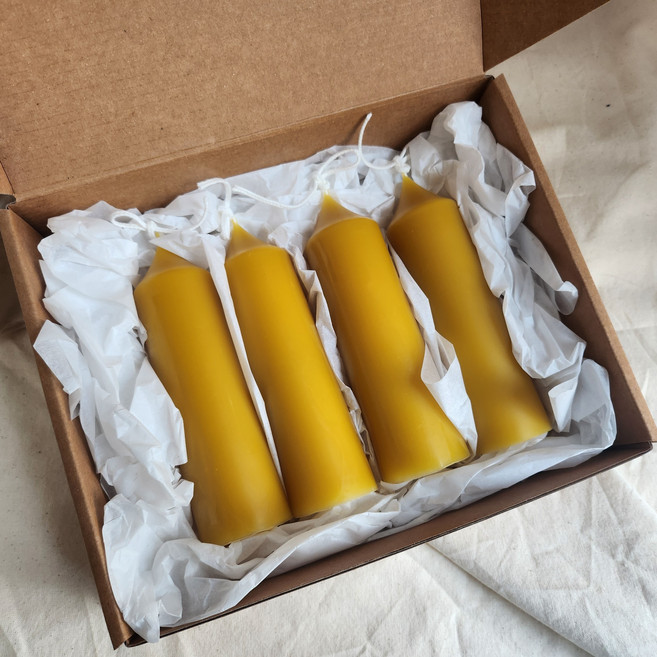 지리산 천연 밀랍초 기도초 성당초 감성소품 무향 캔들, 110g, 4개