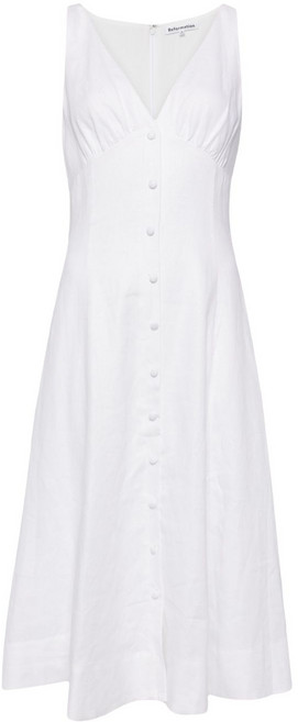 리포메이션 세바스티앙 V넥 리넨 드레스