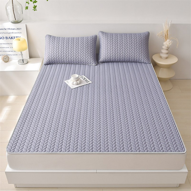 해피유통 다기능 항균 천연 라텍스 매트 패드 방수 가능 여름 시원한 시트 LWJ, 90*200cm 투피스 세트, 그레이