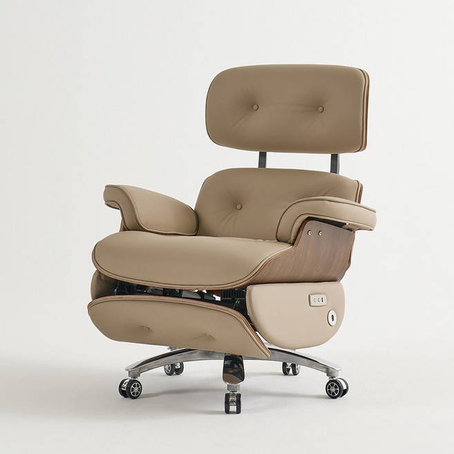 아르고밀러 무중력 침대형 전동 리클라이너 중역의자 사장님 임원 사무용 홈오피스 의자, 머쉬룸(이태리 천연소가죽), 베이지