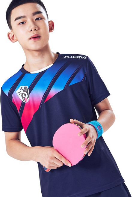 엑시옴(XIOM) 공식 본사 직영 오라클(ORACLE) 2컬러 기능성 탁구 유니폼 반팔 상의 경기용 탁구복