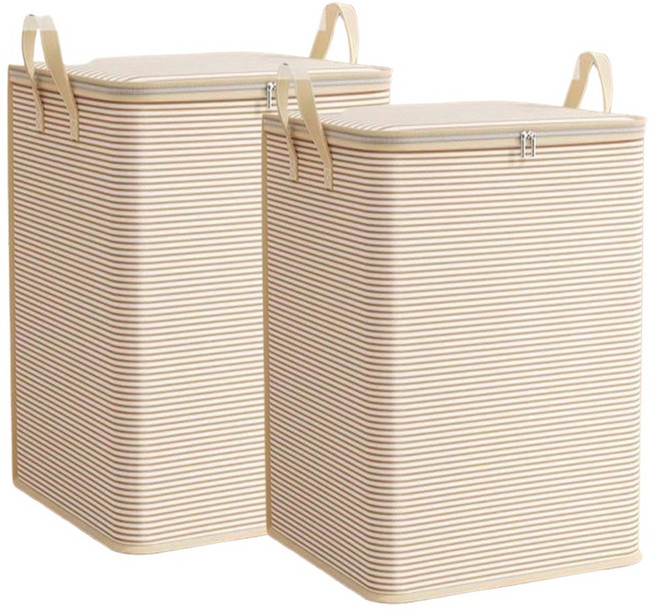 마레앙코 대용량 초특대형 옷 이불 방수 패브릭 정리함 보관함, 베이지, 2개