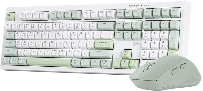 지클릭커 오피스프로 WMK50 사일런스 M 무소음 무선 블루투스 108 키보드 마우스 세트, 일반형, 그린위치RC1, WMK50 108키