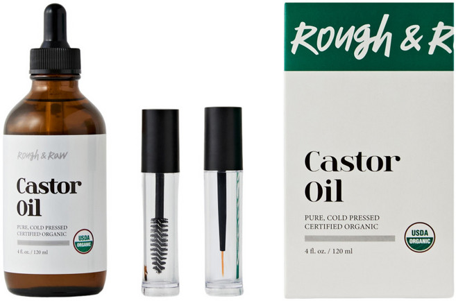 러프앤로우 유기농 캐스터 오일 100% 퓨어 비정제 냉압착, 1개, 120ml