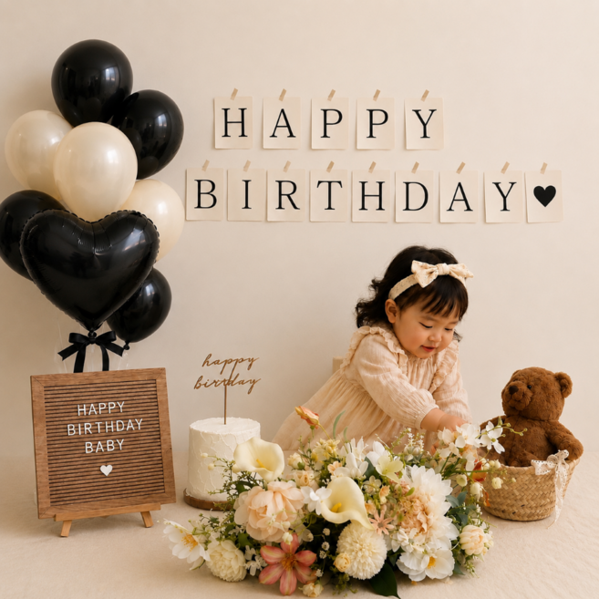제이하이 심플 무드 생일 포토존 꾸미기 세트, 1세트, 원컬러