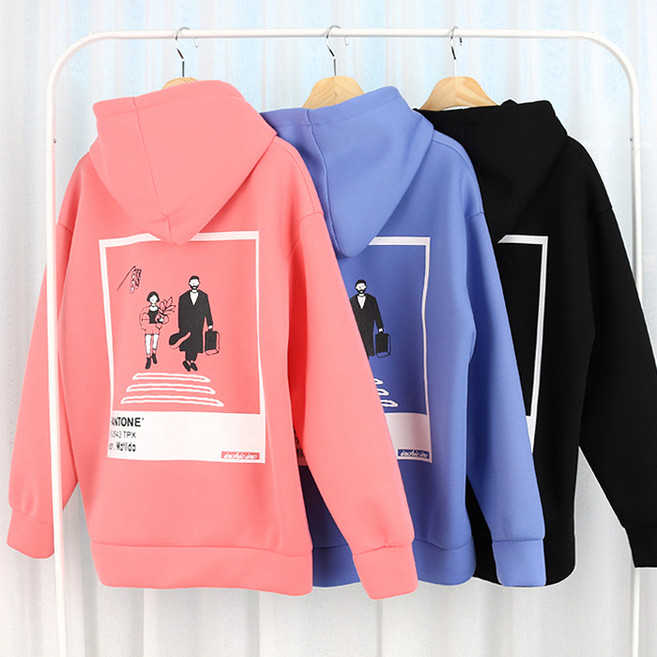 남녀공용 커플 네오프랜 마틸다레옹 백프린팅 스웨트 후드