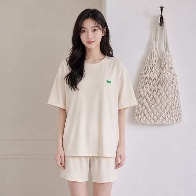 미사813 여성 시원한 여름 모달 반팔 반바지 잠옷 실내복 파자마 홈웨어 상하의 세트
