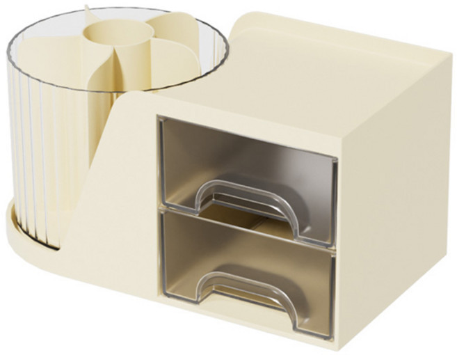 멀티네스크 탁상 회전 브러쉬 수납함 화장품 필통 선반, 옐로우, 1개