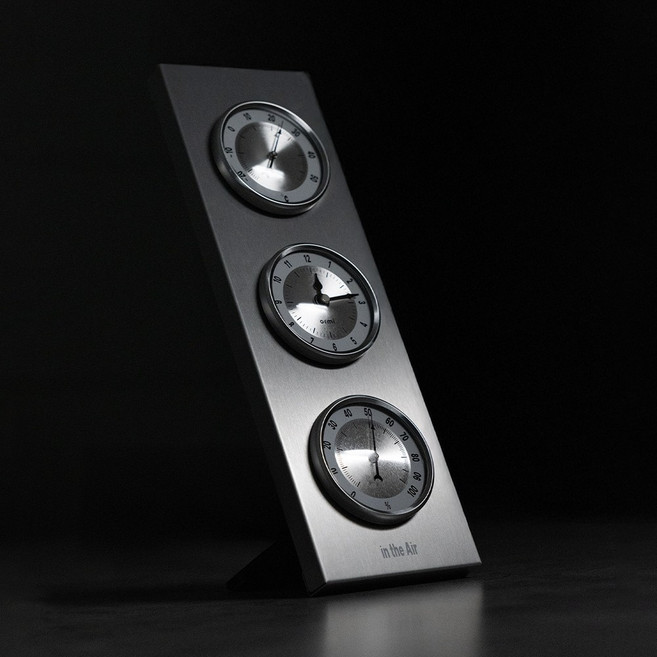 오르미 인디에어 인더스트리얼 아날로그 온습도계 무소음 벽시계, ORMITA(메탈실버)