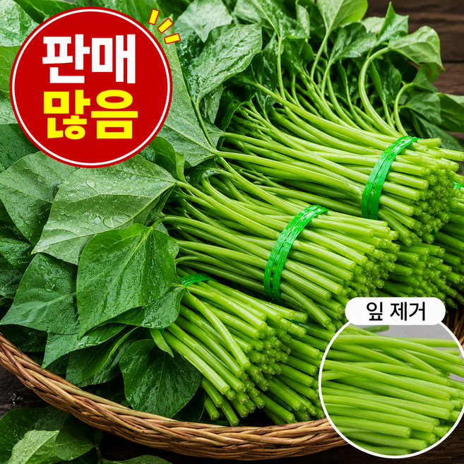 (파몬씨랜드) 국내산 잎제거 고구마순 산지직송 고구마줄기, 1박스, 1kg
