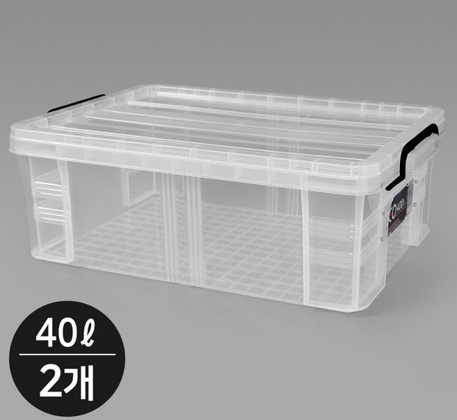 지오리빙 레오박스 다용도정리함 리빙박스 수납 공간 정리함, 투명, 2개