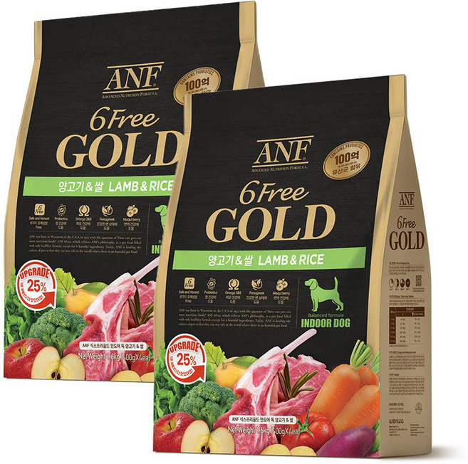ANF 6free Gold 식스프리 골드 강아지 사료, 1.6kg, 2개, 양