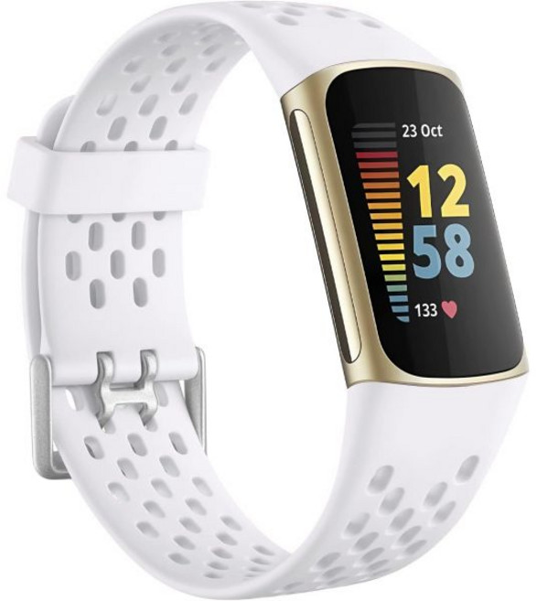 Getino Fitbit Charge 5/Charge 6 호환 스포츠 스트랩 (여성/남성용) 부드럽고 통기성 좋은 조절 가능한 손목 밴드 (Fitbit 고급 피트니스 트래커용, White, 흰색