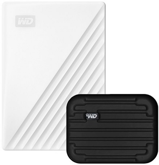 WD My Passport 휴대용 외장하드 + 파우치, 1TB, 화이트