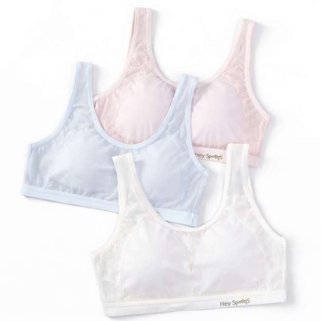 블리스8 주니어 청소년 여학생 일체형 노와이어 스포츠 에어메쉬 브라 3종세트