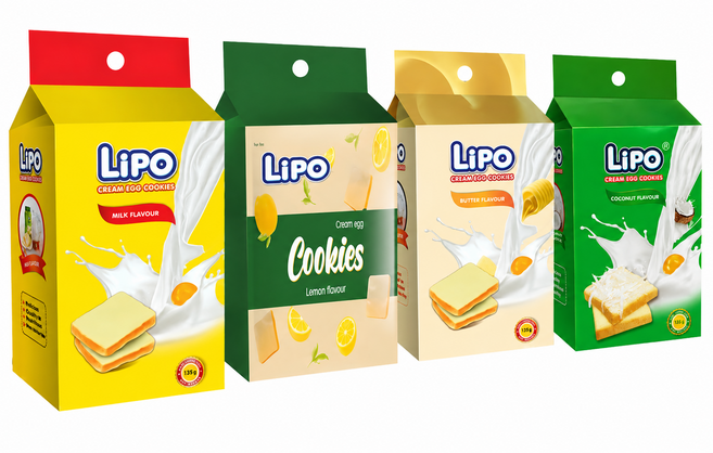 LIPO 리포 계란 과자 에그 초코 버터 코코넛 4가지 맛 세트, 135g