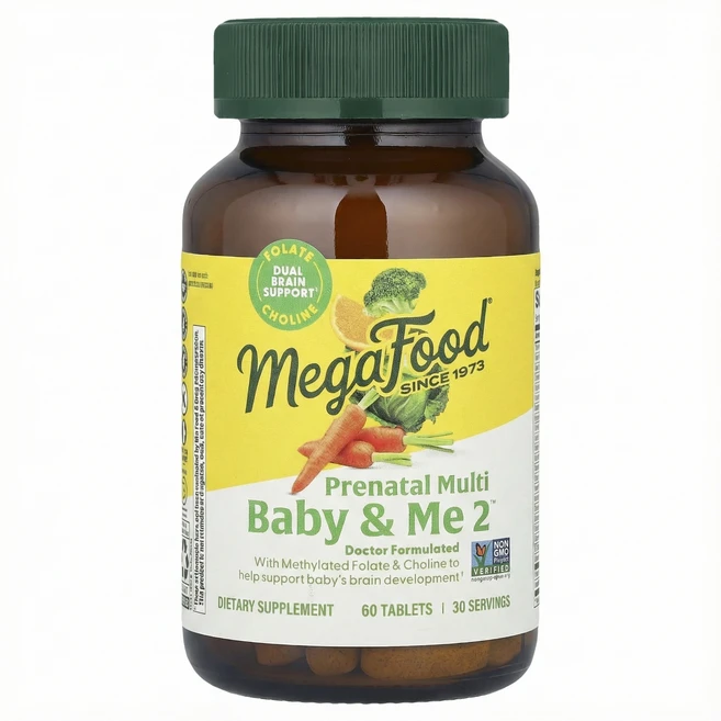 MegaFood Baby & Me 2™ 프리네이탈 멀티 60정 MegaFood (메가푸드) - 쿠팡